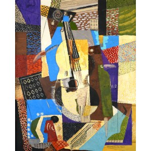 Louis Marcoussis (1878 Warszawa - 1941 Cusset, Francja), Martwa natura ze skrzypcami, 1921