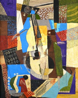 Louis Marcoussis (1878 Warszawa - 1941 Cusset, Francja), Martwa natura ze skrzypcami, 1921