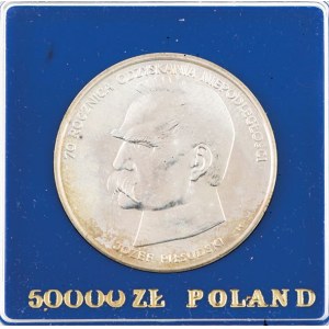 50000 zł, 70 rocznica odzyskania niepodległości Józef Piłsudski, 1988