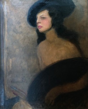 Alfons Karpiński (1875-1961), Portret malarki Carlotty Bologna