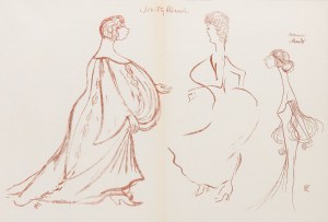 Karol Frycz (1877-1963), Felicja Rutkowska, Bronisława Jeremi w sztuce Siostry bliźnie oraz Helena Sulima w roli Maud w sztuce Półdziewica, 1904