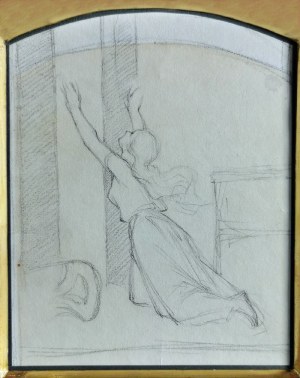 Artur GROTTGER (1837-1867), Pobór w nocy, z cyklu: Polonia - studium kompozycji do litografii