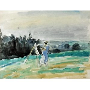 Wojciech WEISS (1875-1950), Aneri - Irena Weissowa malująca, 1919