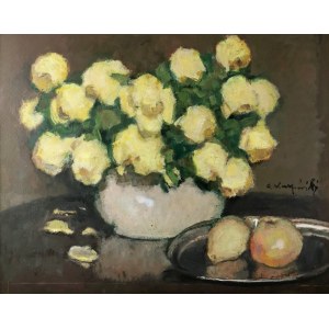 Alfons KARPIŃSKI (1875-1961), Róże żółte, ok. 1960