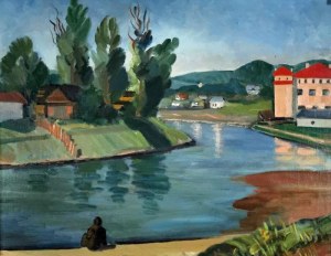 Tymon NIESIOŁOWSKI (1882-1965), Widok Torunia, 1945 (obraz dwustronny)