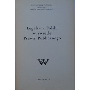 Gawenda Jerzy August • Legalizm Polski w świetle Prawa Publicznego