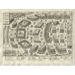 [BITWA pod Wiedniem] „Ordinanza Turches casotto Vienna l’anno 1683”. Akwaforta 16x22,5 cm...