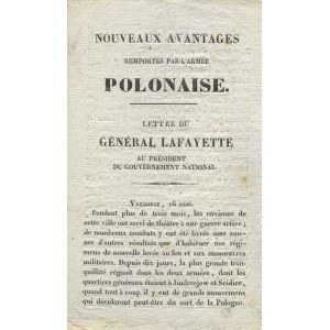 LA FAYETTE, Gilbert Du Motier de - Nouveaux avantages remportés par l’Armée Polonaise...