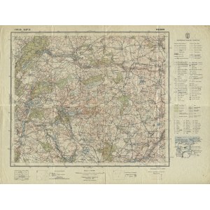 WIĘCBORK. Warszawa 1938, Wojskowy Instytut Geograficzny. 35x46 cm. Pas 35, słup 25. Mapa wielobarwna...