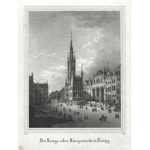[GDAŃSK] „Der Lange- oder Längemarkt in Danzig”; 1838. Litografia 19,5x15,6 cm (ramka), na arkuszu 28,5x19 cm...