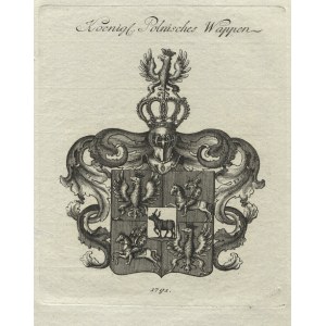 [HERB Rzeczypospolitej] „Koenigl. Polnisches Wappen 1791”. Miedzioryt 17,7x14,5 cm (odcisk)...