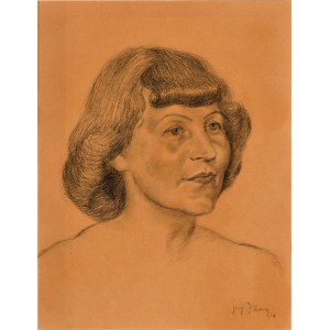 BRANDHUBER, Jerzy Adam (1897-1981) - Portret Marii Missona z domu Brandhuber; 1947. Rysunek na papierze 43...