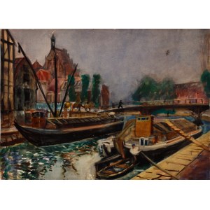 RUPNIEWSKI, Jerzy (1888-1950) - Barki na Brdzie. Akwarela na papierze 49x57 cm, niesygn...