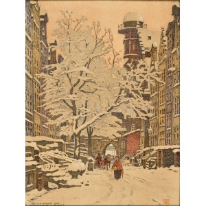 BENDRAT, Arthur (1872-1914) - „Die Frauengasse im Rauhreif”; 1909. Litografia kolor. 40x30 cm (w świetle opr...