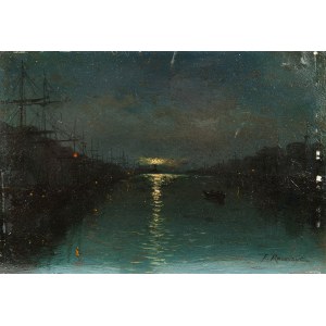Ferdynand Ruszczyc (1870 Bohdanów k. Oszmiany - 1936 tamże), Nokturn- Nocny widok portu, 1893 r.