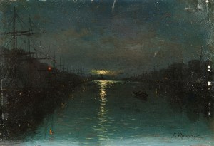 Ferdynand Ruszczyc (1870 Bohdanów k. Oszmiany - 1936 tamże), Nokturn- Nocny widok portu, 1893 r.