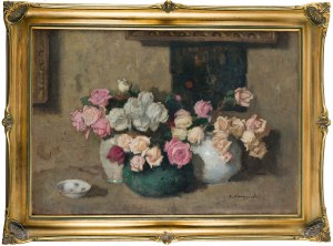 Alfons Karpiński (1875 Rozwadów - 1961 Kraków), Trzy bukiety kwiatów, ok. 1914 r.