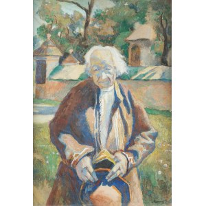 Stanisław Kamocki (1875 Varsovie - 1944 Zakopane), Baca sur fond d'église à Naprawa