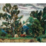 Stanisław Borysowski (1901 Lwów - 1988 Toruń), Pejzaż z krowami, 1930 r.