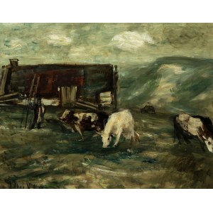 Zygmunt Menkes (1896 Lwów - 1986 Riverdale), Pejzaż z krowami