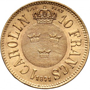 Sweden, Karl XV Adolf, Carolin (10 Francs) 1871