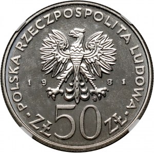 PRL, 50 złotych 1981, Bolesław II Śmiały, PRÓBA, nikiel