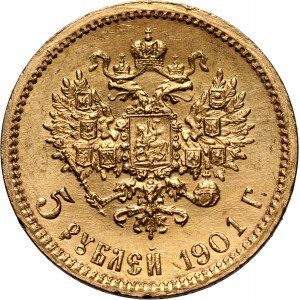 Russia, Nicholas II, 5 Roubles 1901 (ФЗ), St. Petersburg