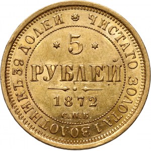 Rosja, Aleksander II, 5 rubli 1872 СПБ НІ, Petersburg