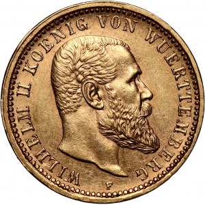 Germany, Wurttemberg, Wilhelm II, 10 Mark 1911 F, Stuttgart