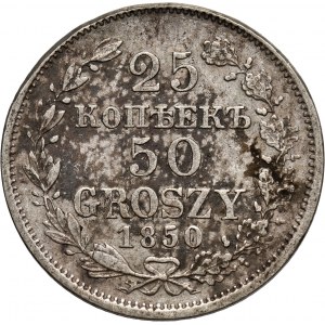 Zabór rosyjski, Mikołaj I, 25 kopiejek = 50 groszy 1850 MW, Warszawa