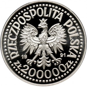 III RP, 200000 złotych 1991, Jan Paweł II, PRÓBA, srebro