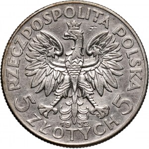 II RP, 5 złotych 1932 ze znakiem mennicy, Warszawa, głowa kobiety