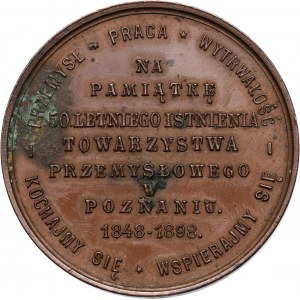 XIX wiek, medal z 1898 roku, 50-lecie Towarzystwa Przemysłowego w Poznaniu