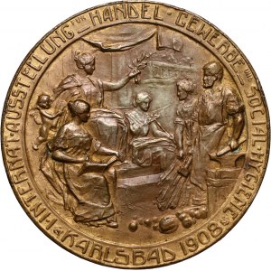Austria, Franciszek Józef I, medal z 1908 roku, Międzynarodowa Wystawa w Karlsbad