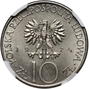 PRL, 10 złotych 1974, Adam Mickiewicz, PRÓBA, nikiel