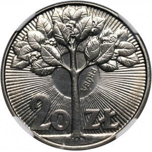 PRL, 20 złotych 1973, Drzewo, PRÓBA, nikiel