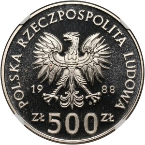 PRL, 500 złotych 1988, Jadwiga, PRÓBA, nikiel