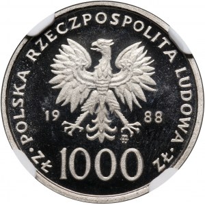 PRL, 1000 złotych 1988, Jan Paweł II, PRÓBA, nikiel