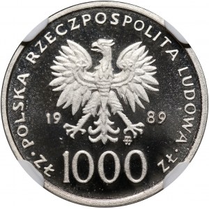 PRL, 1000 złotych 1989, Jan Paweł II, PRÓBA, nikiel