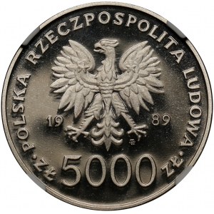 PRL, 5000 złotych 1989, Jan Paweł II, PRÓBA, nikiel
