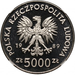 PRL, 5000 złotych 1989, Zabytki Torunia, PRÓBA, nikiel