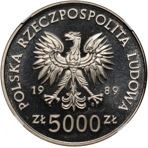 PRL, 5000 złotych 1989, Toruń - Mikołaj Kopernik, PRÓBA, nikiel