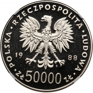 PRL, 50000 złotych 1988, Józef Piłsudski, PRÓBA, nikiel