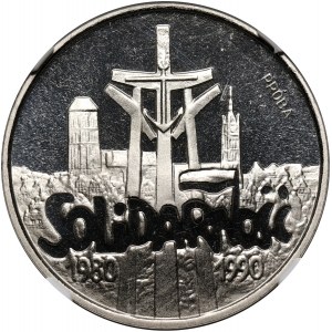III RP, 100000 złotych 1990, Solidarność, PRÓBA, nikiel