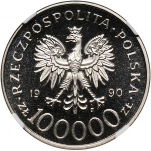 III RP, 100000 złotych 1990, Solidarność, PRÓBA, nikiel