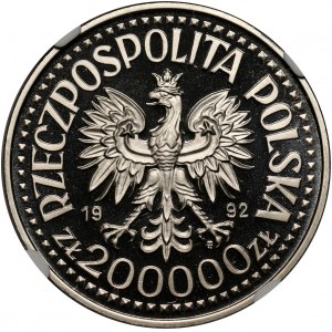 III RP, 200000 złotych 1992, Władysław III Warneńczyk (popiersie), PRÓBA, nikiel