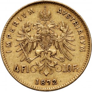 Austria, Franz Joseph I, 4 Florin = 10 Francs 1872, Vienna
