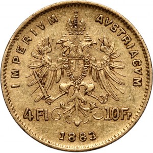 Austria, Franz Joseph I, 4 Florin = 10 Francs 1883, Vienna