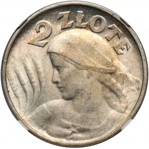II RP, 2 złote 1924, Filadelfia, ODWROTKA, Żniwiarka