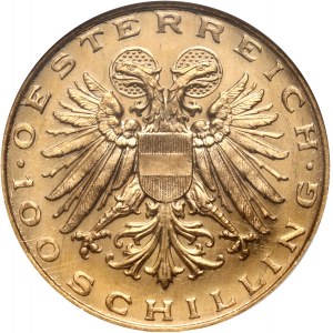 Austria, Republika, 100 szylingów 1937, Wiedeń, Madonna z Mariazell
